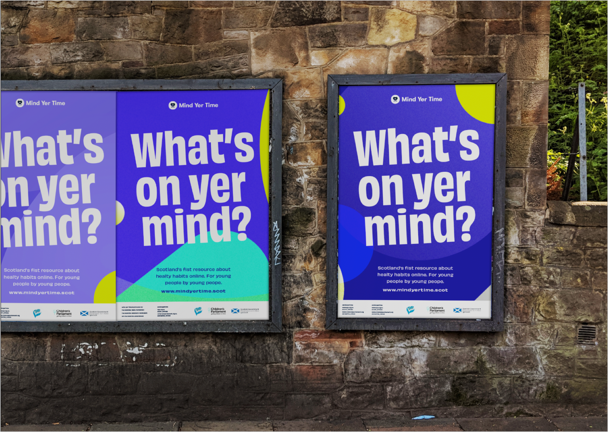 Three “What’s on yer mind?” street posters