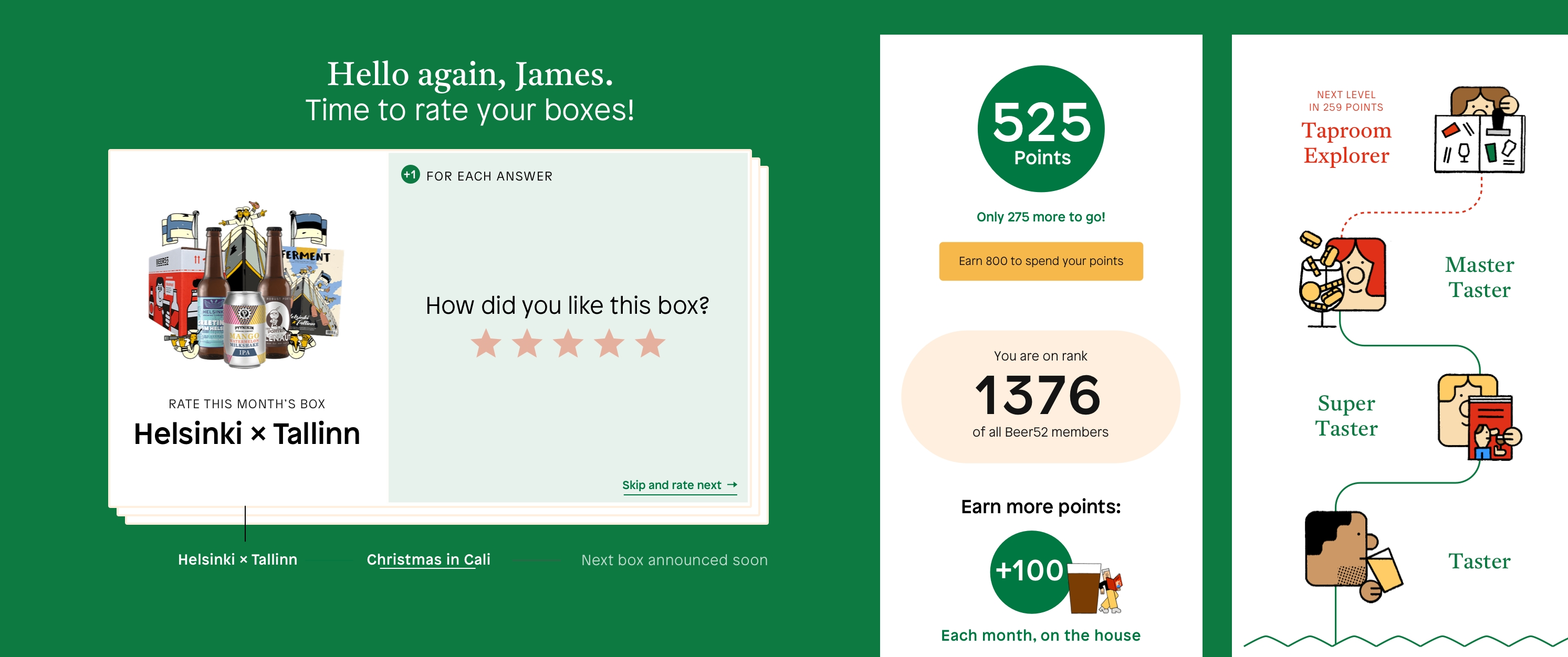 A screenshot of the Beer52 user dashboard