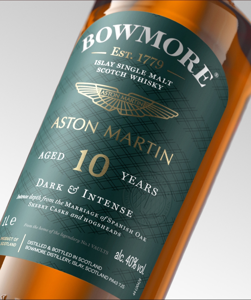 A Bowmore Aston Martin whisky bottle