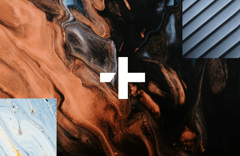 A dark bronze and black oil patterned background with a stylised white plus sign on it