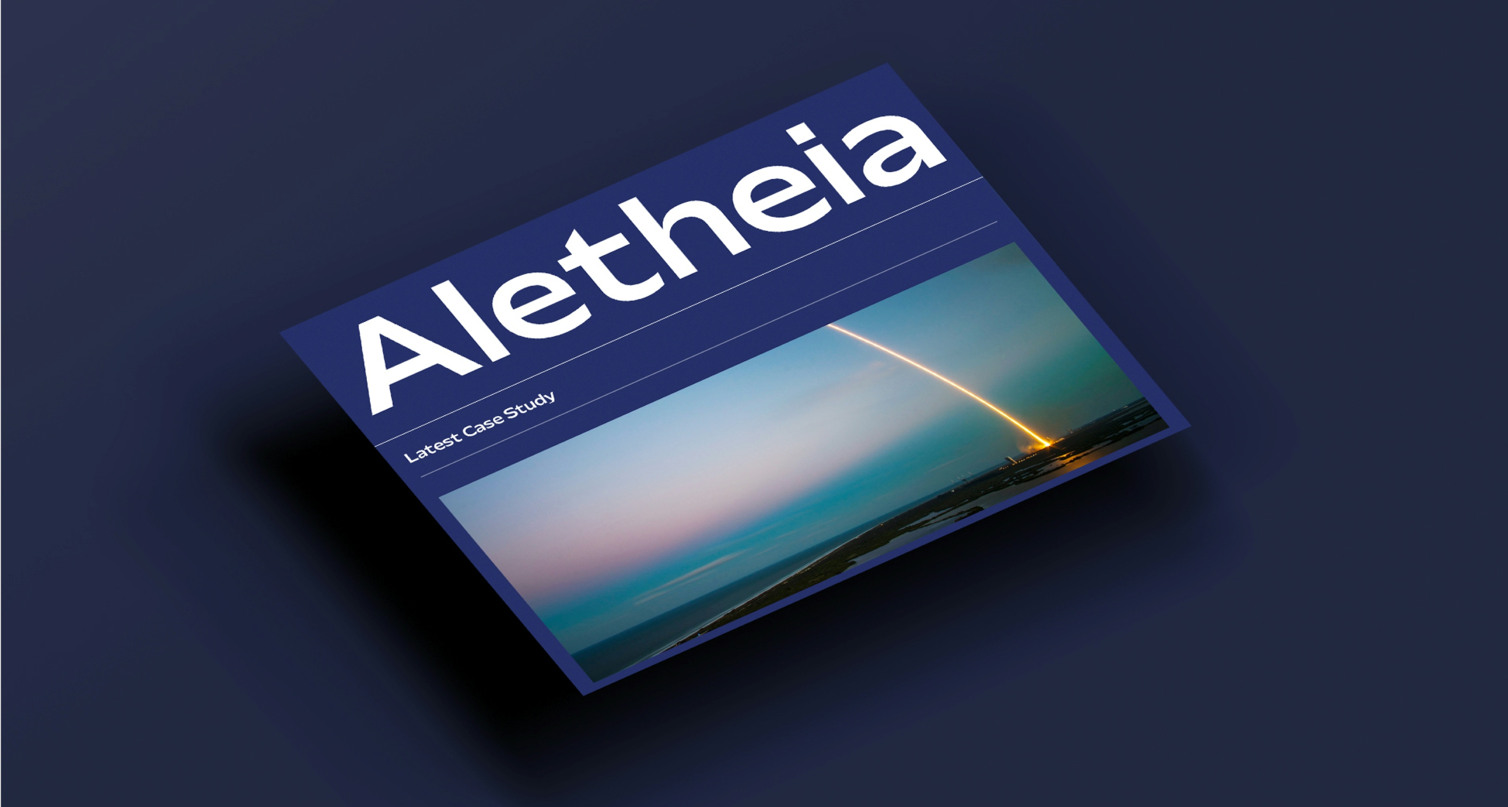 An “Alethia latest case study” block sits diagonally on a navy background.