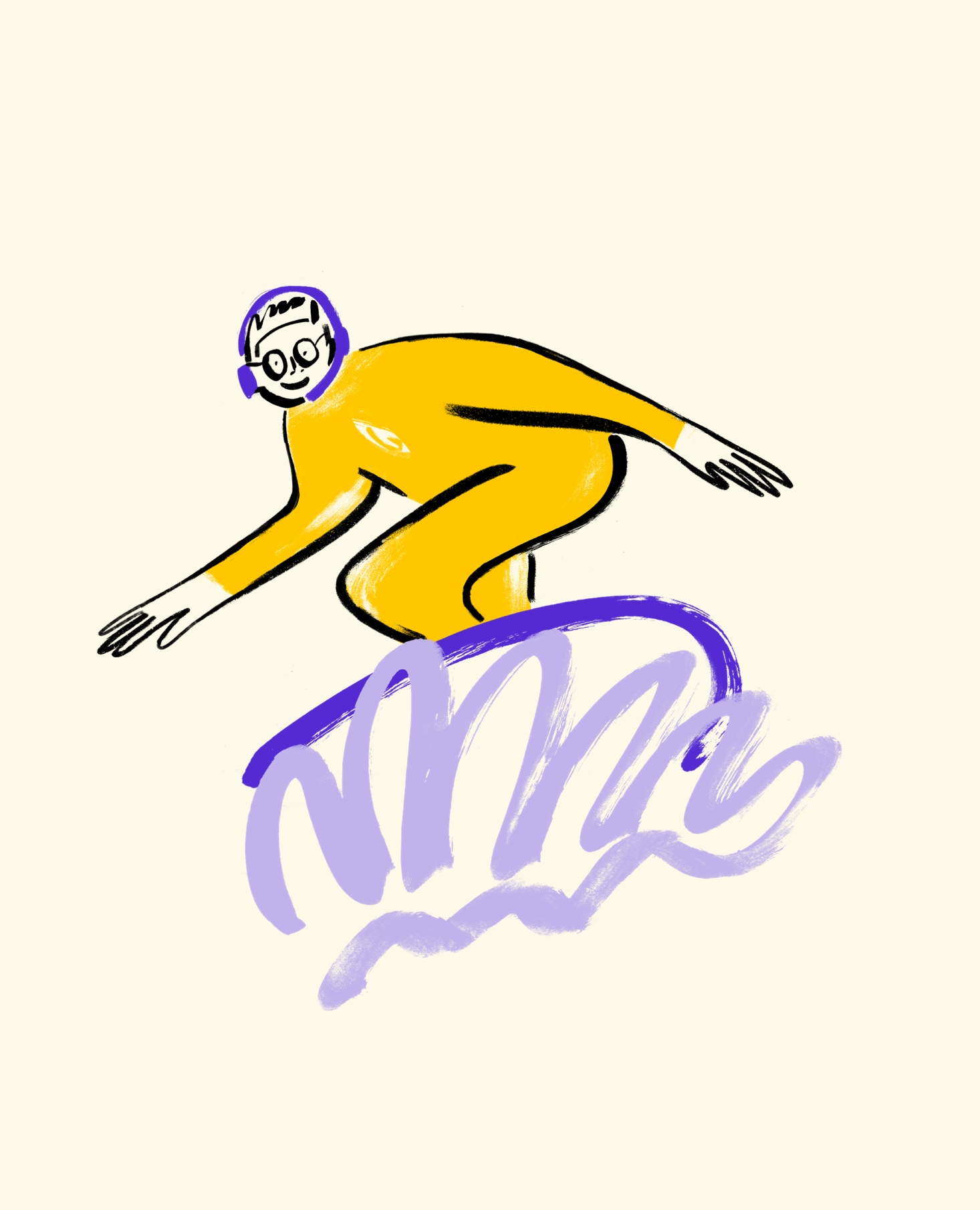 An illustration of a surfer