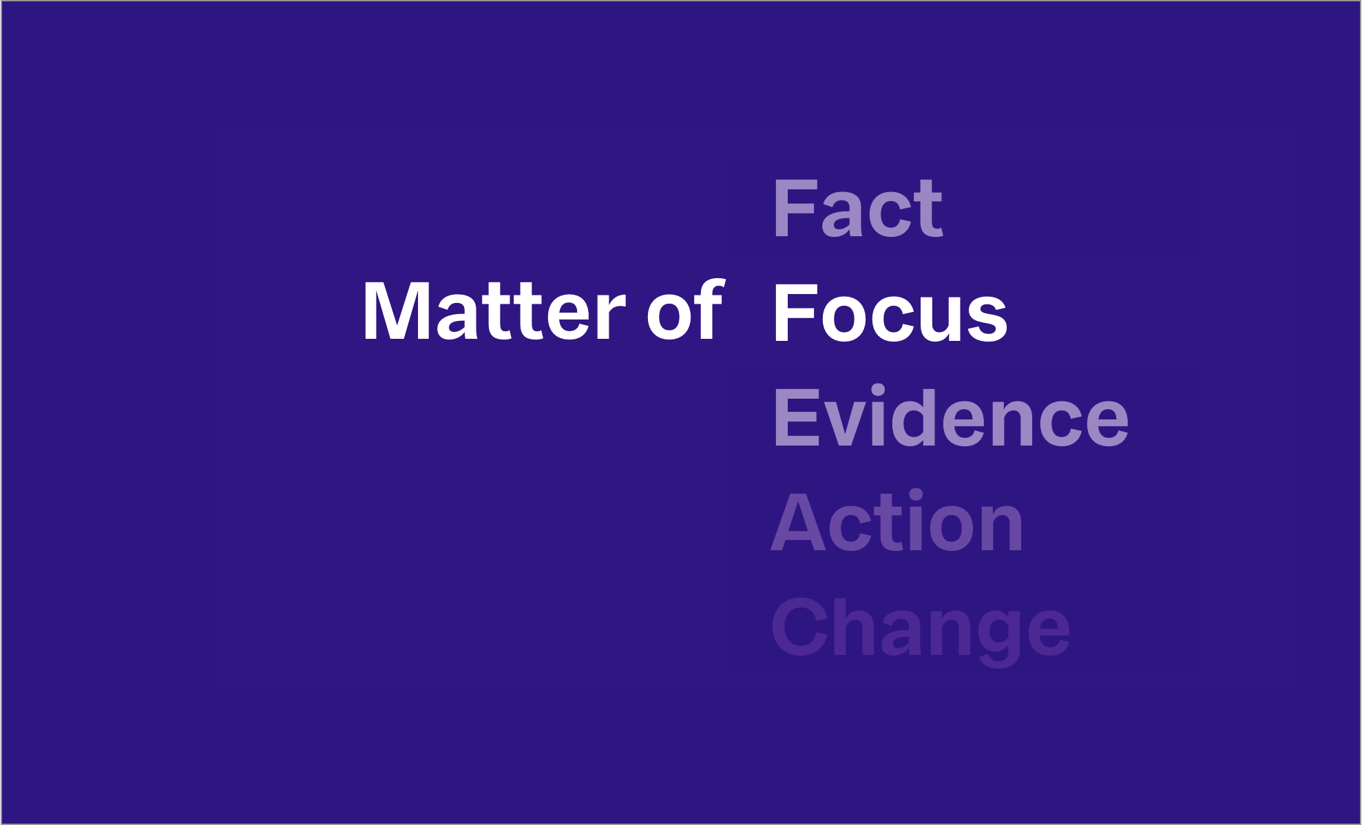 “Matter of Focus” presentation slide on a blue background